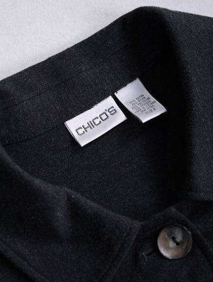 CHICO'S shell button short jacket gray