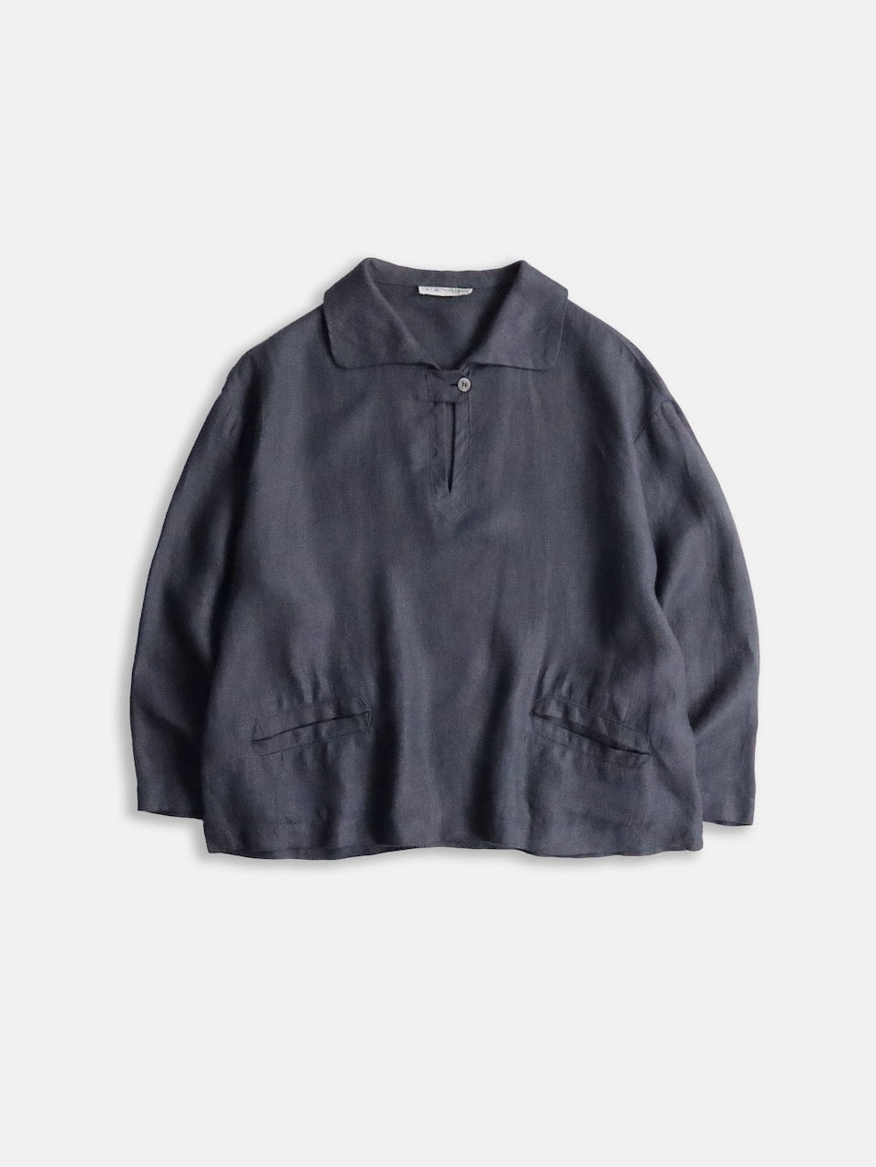 EMPORIO ARMANI linen skipper shirt gray
