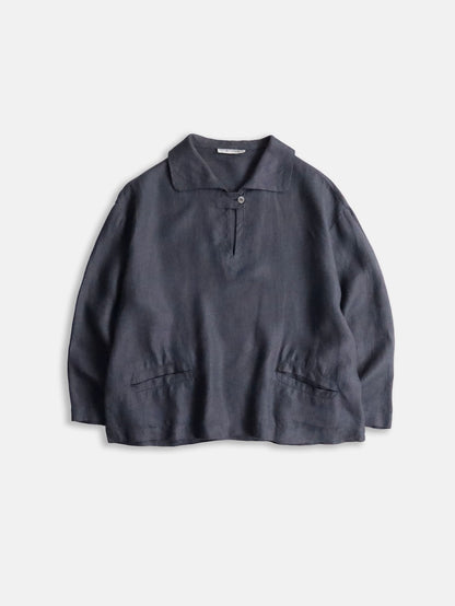 EMPORIO ARMANI linen skipper shirt gray
