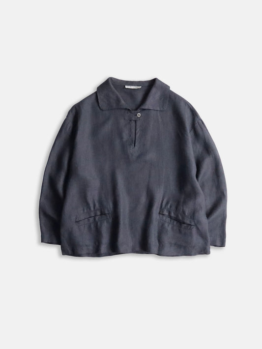 EMPORIO ARMANI linen skipper shirt gray