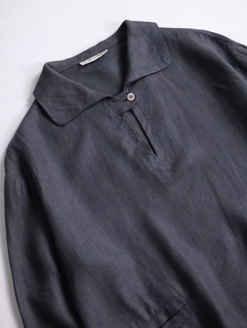 EMPORIO ARMANI linen skipper shirt gray