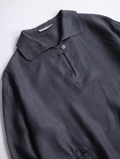 EMPORIO ARMANI linen skipper shirt gray