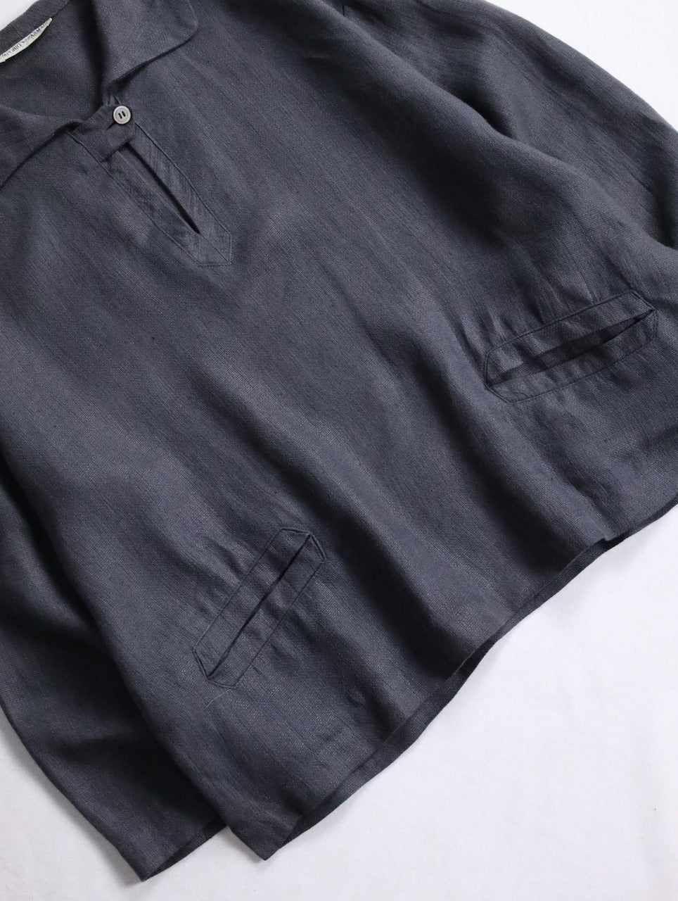 EMPORIO ARMANI linen skipper shirt gray