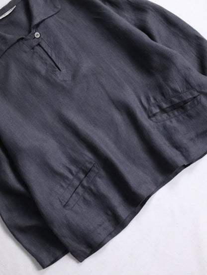 EMPORIO ARMANI linen skipper shirt gray