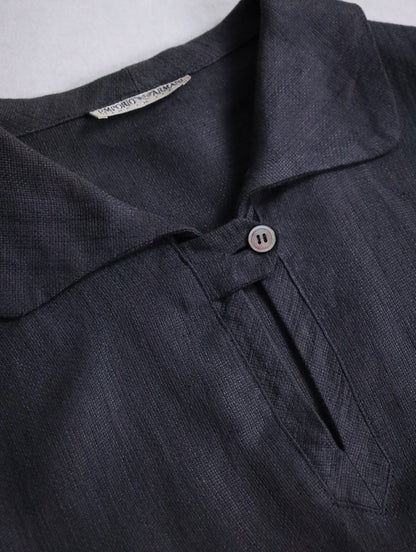EMPORIO ARMANI linen skipper shirt gray