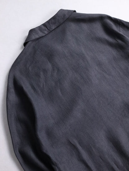 EMPORIO ARMANI linen skipper shirt gray
