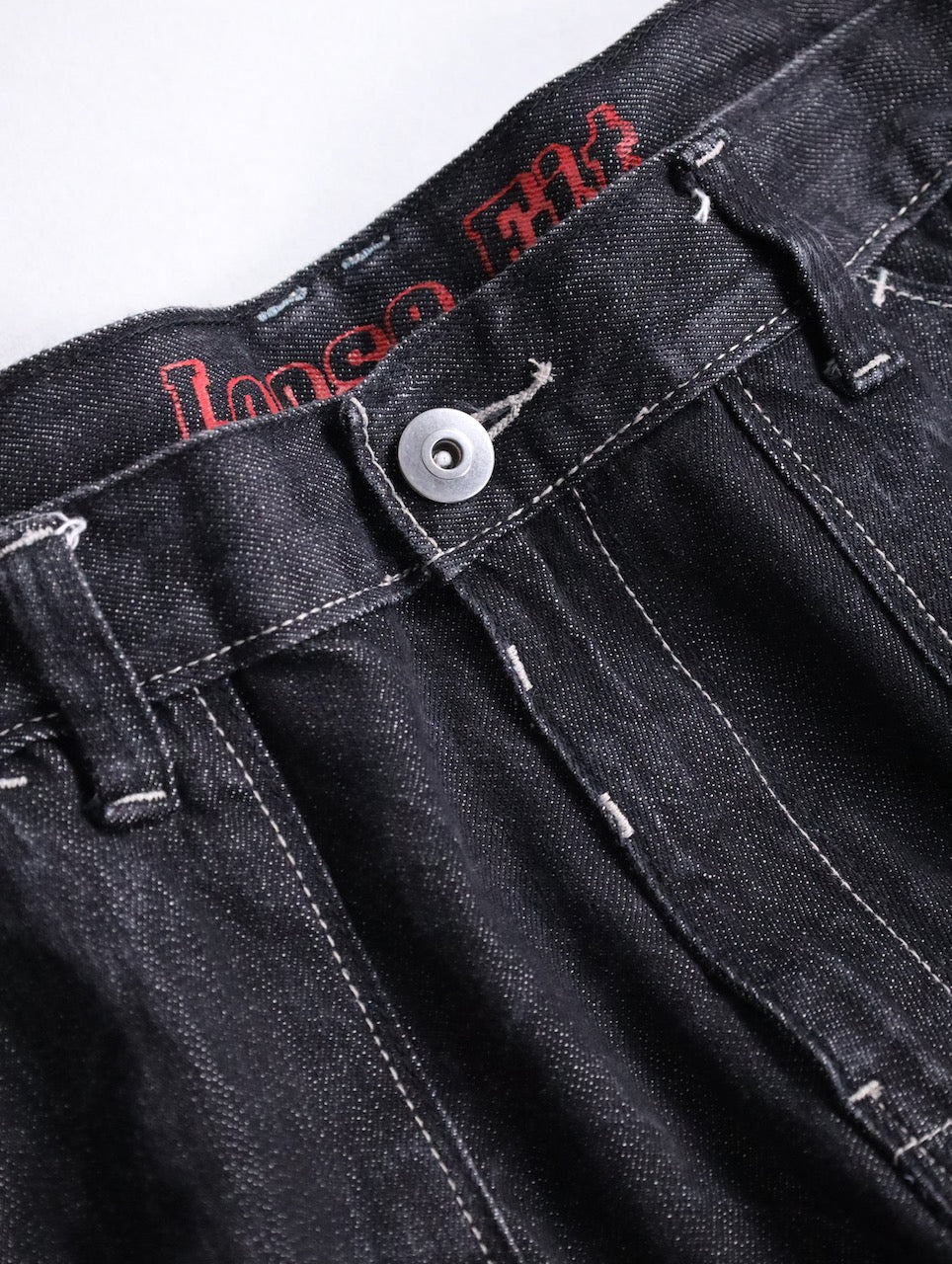 three-quarter length cargo denim pants black