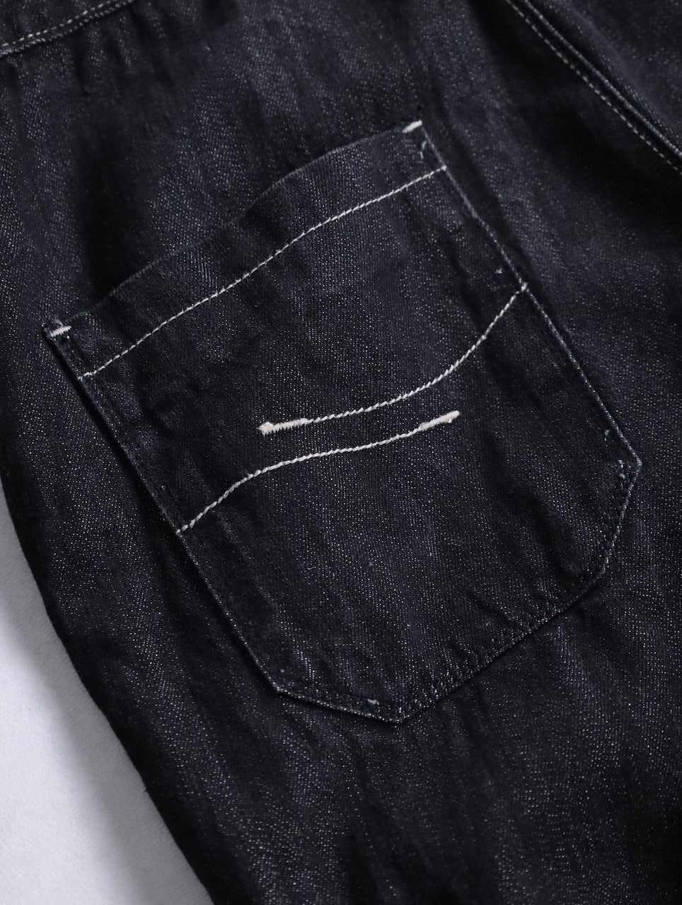 three-quarter length cargo denim pants black