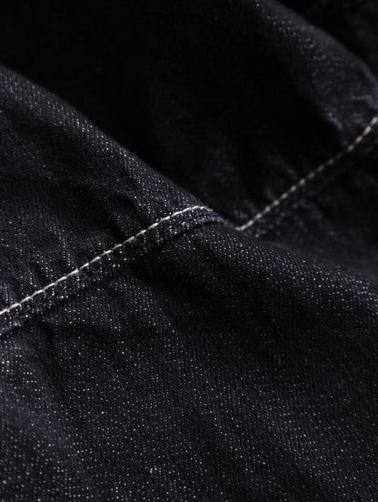 three-quarter length cargo denim pants black