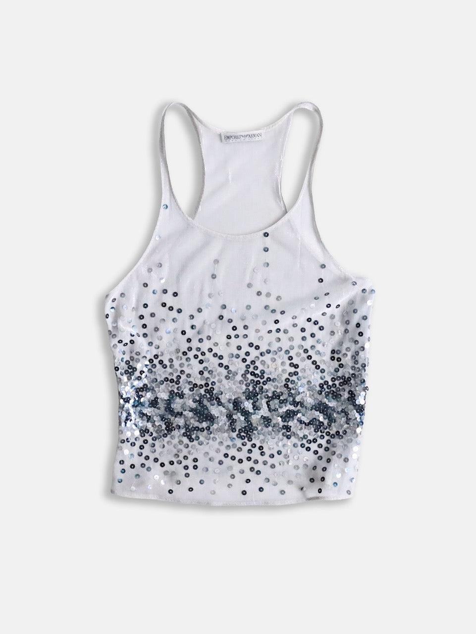 EMPORIO ARMANI sequin tank top white-gray