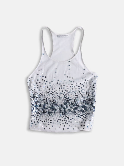 EMPORIO ARMANI sequin tank top white-gray