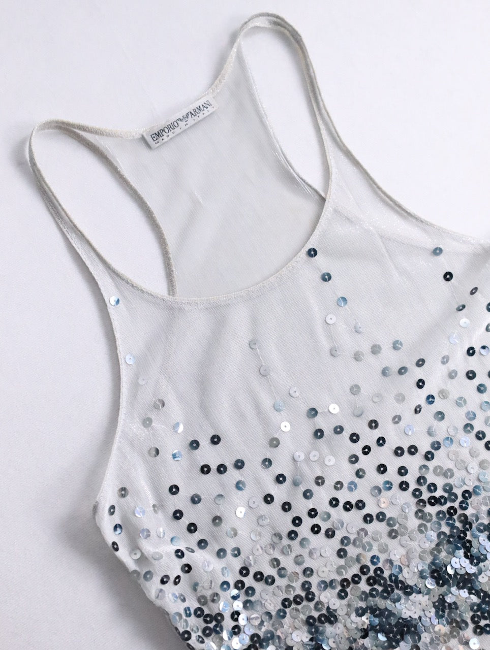EMPORIO ARMANI sequin tank top white-gray