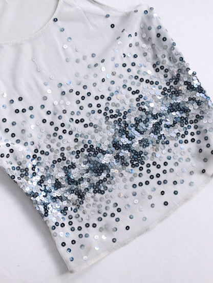 EMPORIO ARMANI sequin tank top white-gray