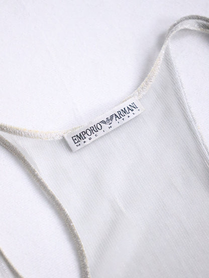 EMPORIO ARMANI sequin tank top white-gray