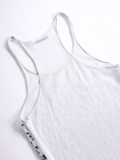 EMPORIO ARMANI sequin tank top white-gray