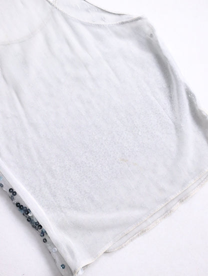 EMPORIO ARMANI sequin tank top white-gray