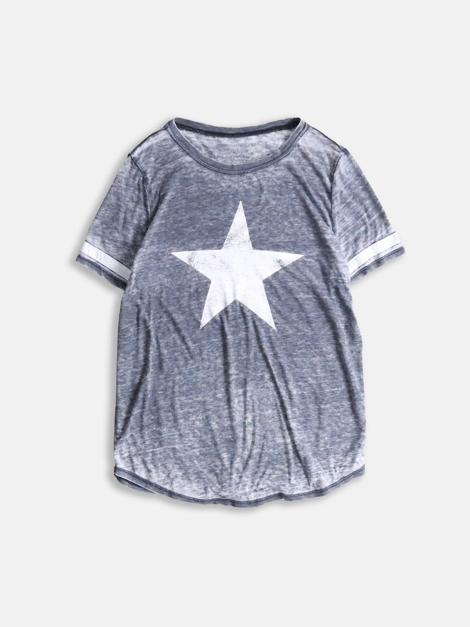 star print sheer tee black-white