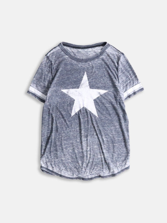star print sheer tee black-white
