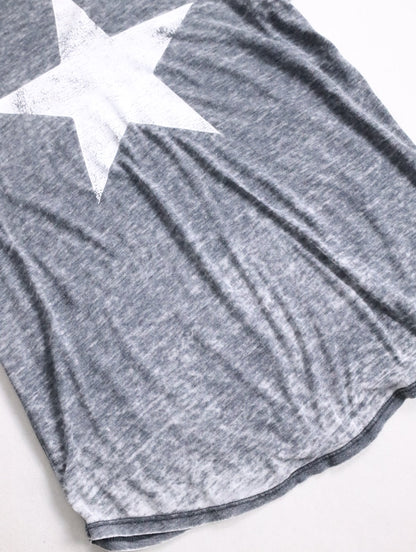 star print sheer tee black-white