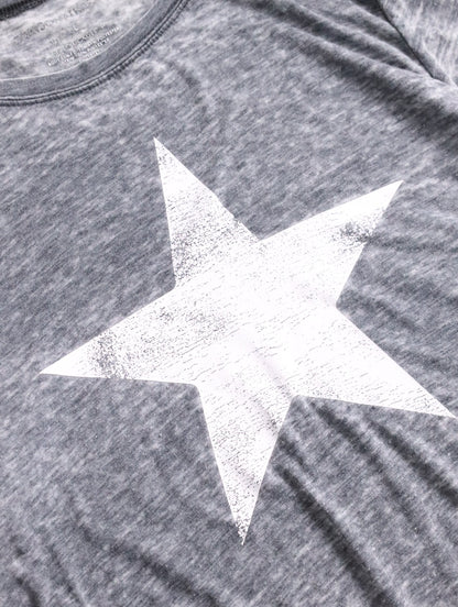 star print sheer tee black-white
