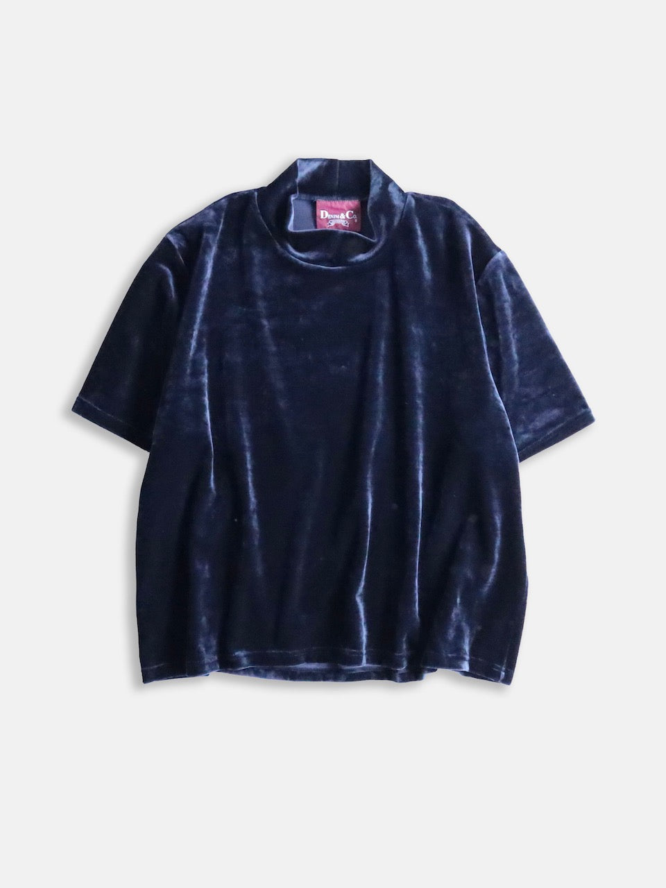 velor mock neck tee navy