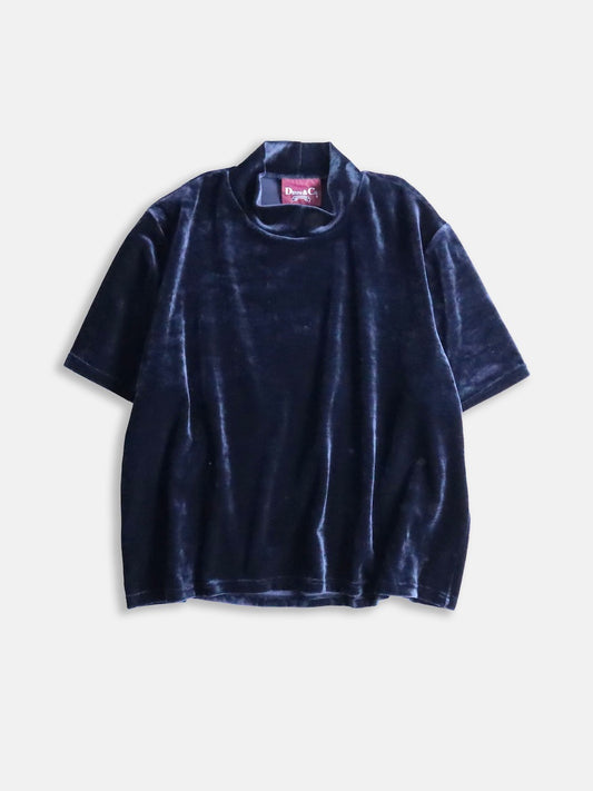 velor mock neck tee navy