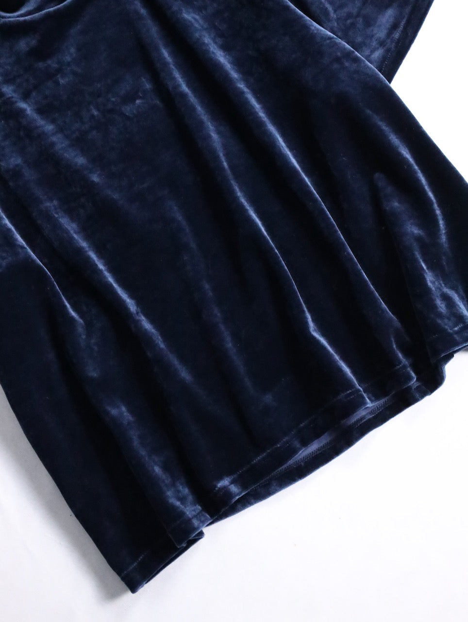 velor mock neck tee navy