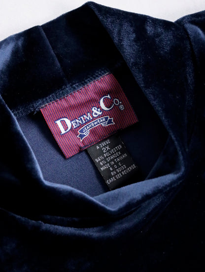 velor mock neck tee navy