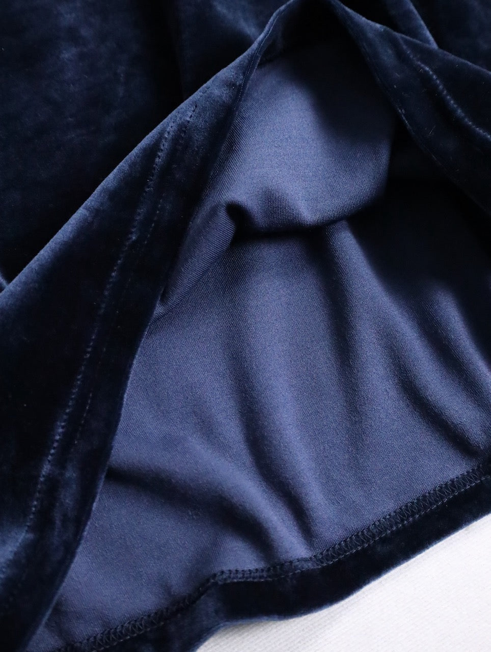 velor mock neck tee navy