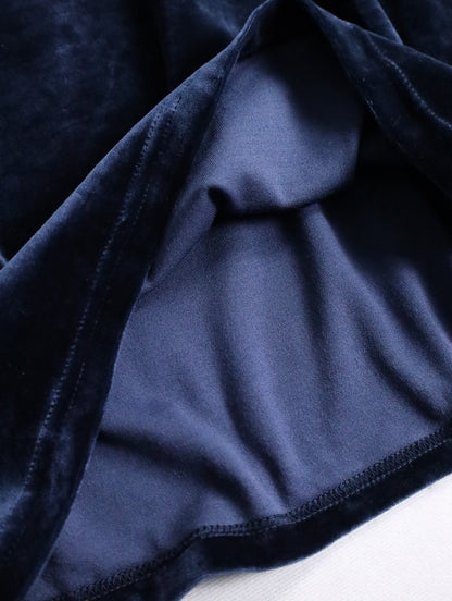 velor mock neck tee navy