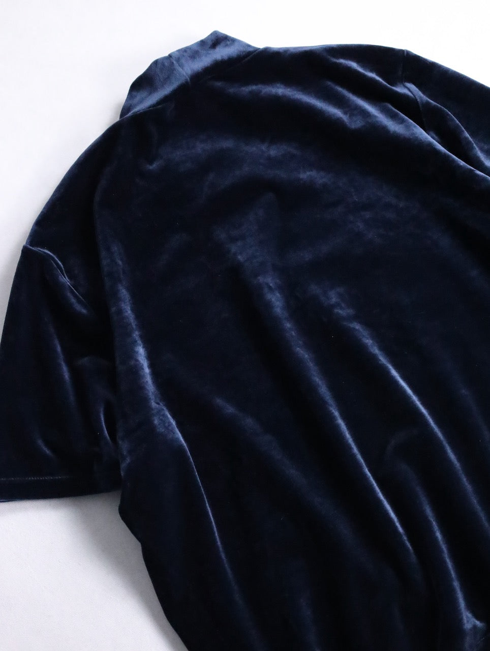 velor mock neck tee navy