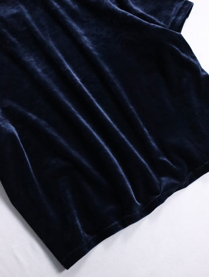 velor mock neck tee navy