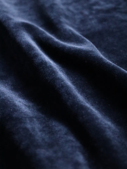 velor mock neck tee navy