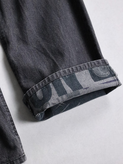 Y's yohji yamamoto print denim pants black