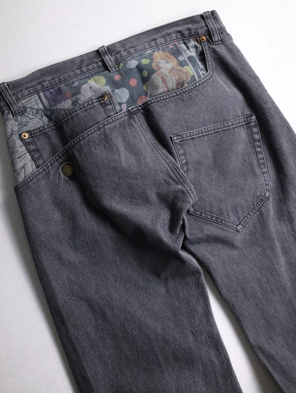 Y's yohji yamamoto print denim pants black