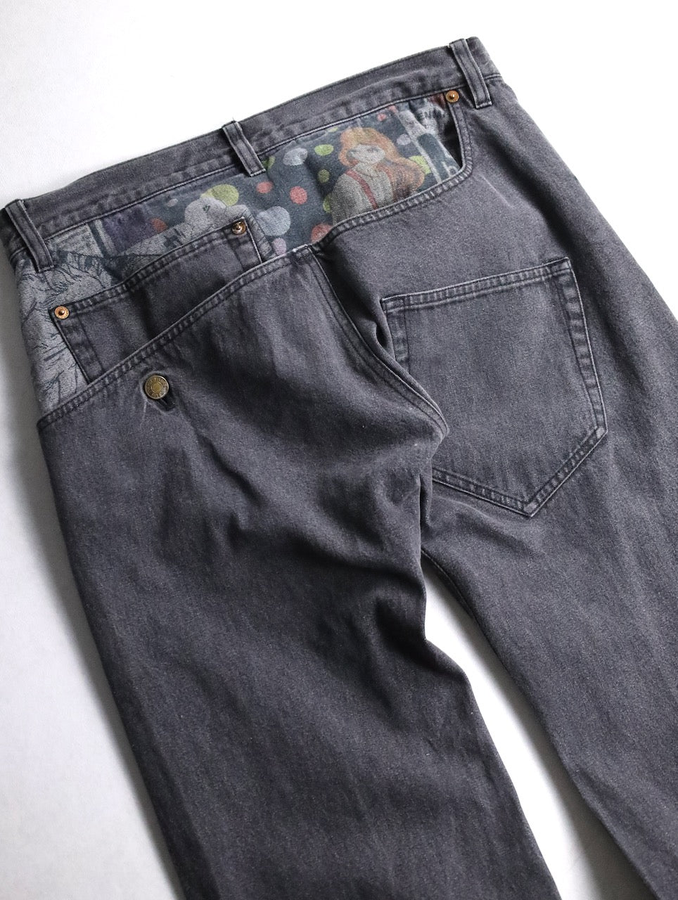 Y's yohji yamamoto print denim pants black