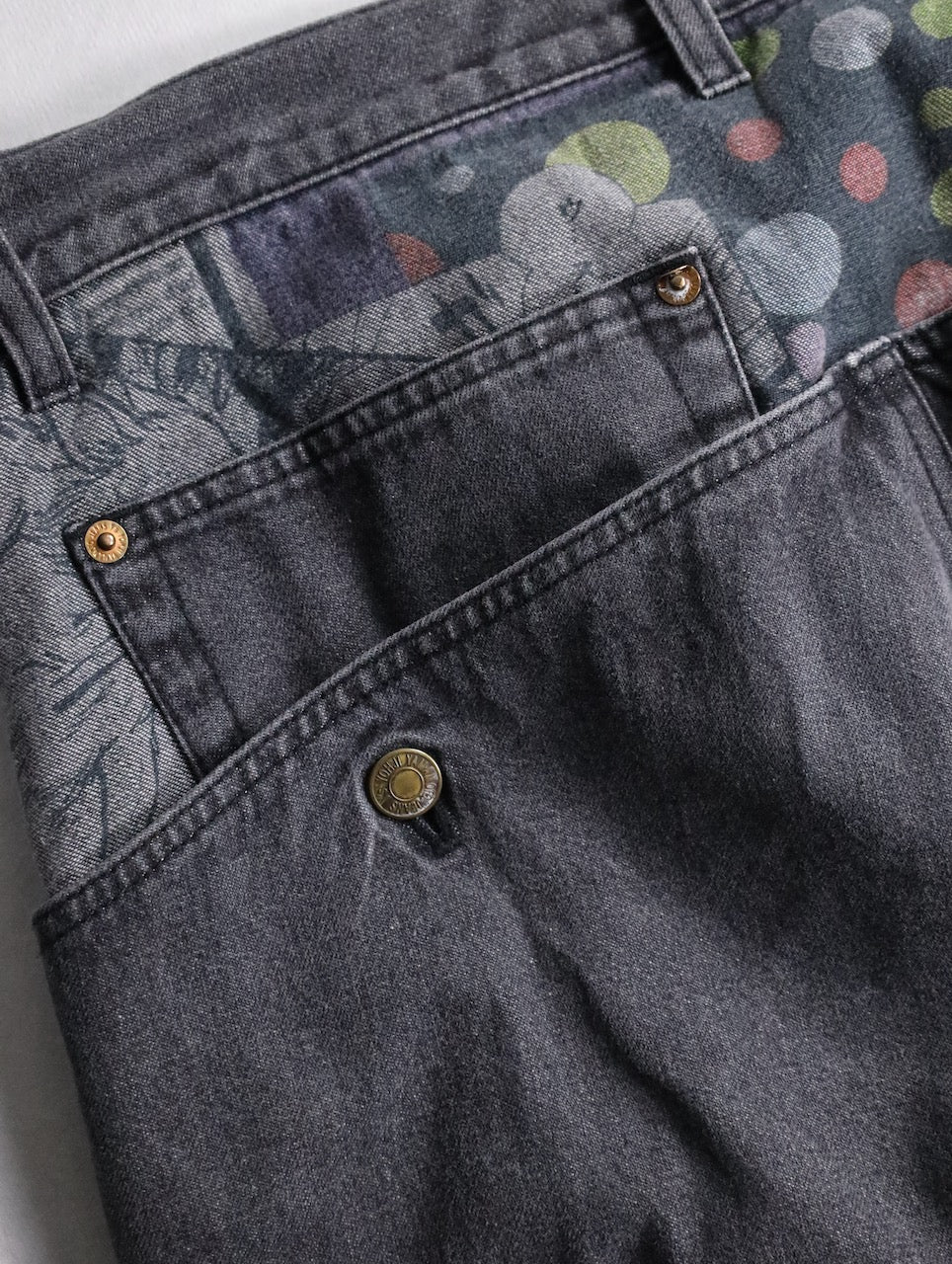 Y's yohji yamamoto print denim pants black
