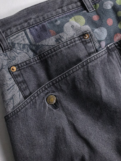 Y's yohji yamamoto print denim pants black