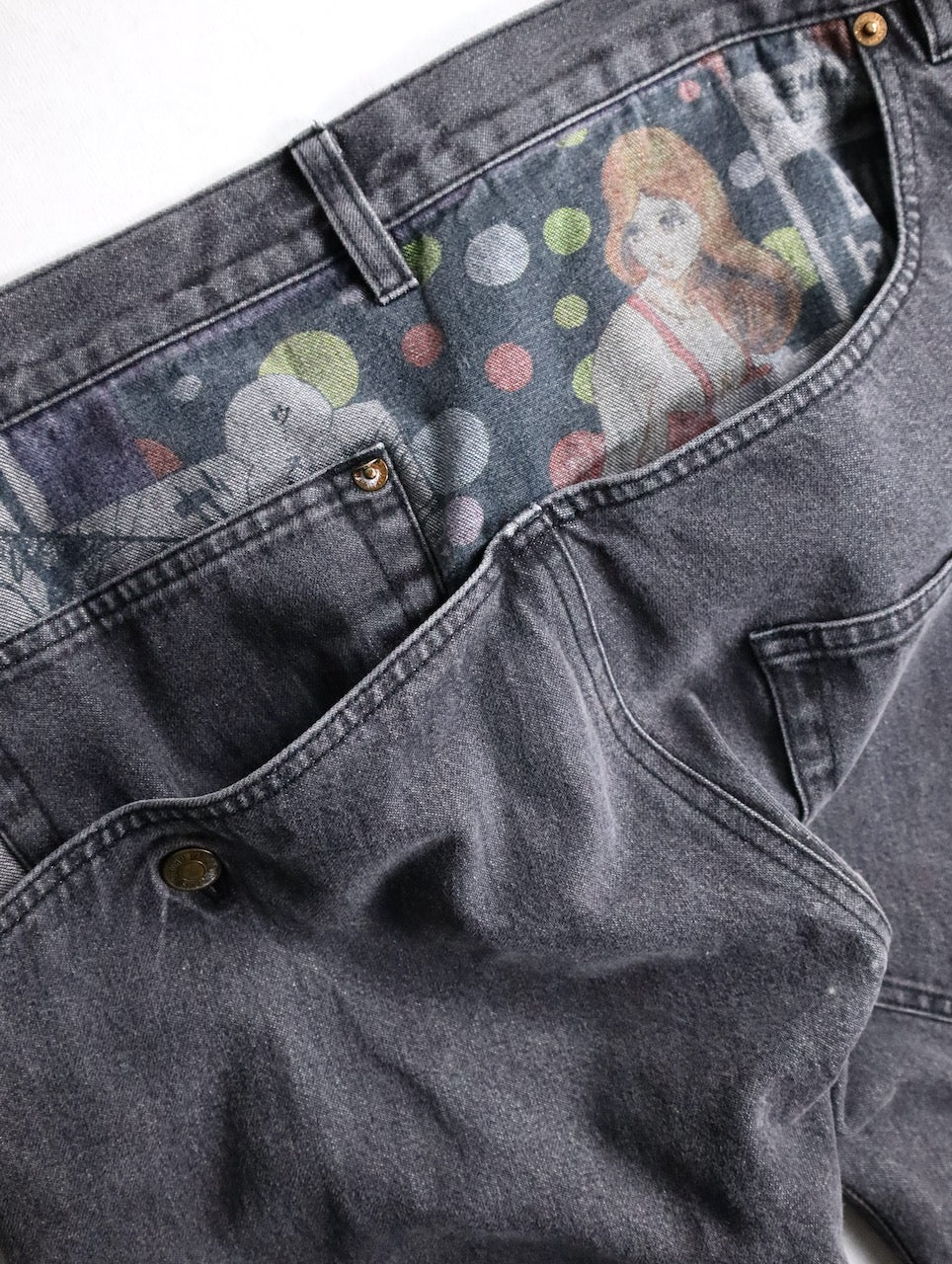 Y's yohji yamamoto print denim pants black