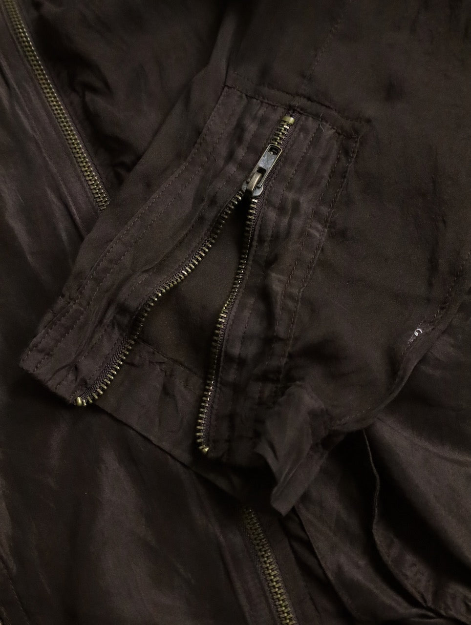 sheer hooded double brested zip jacket brown