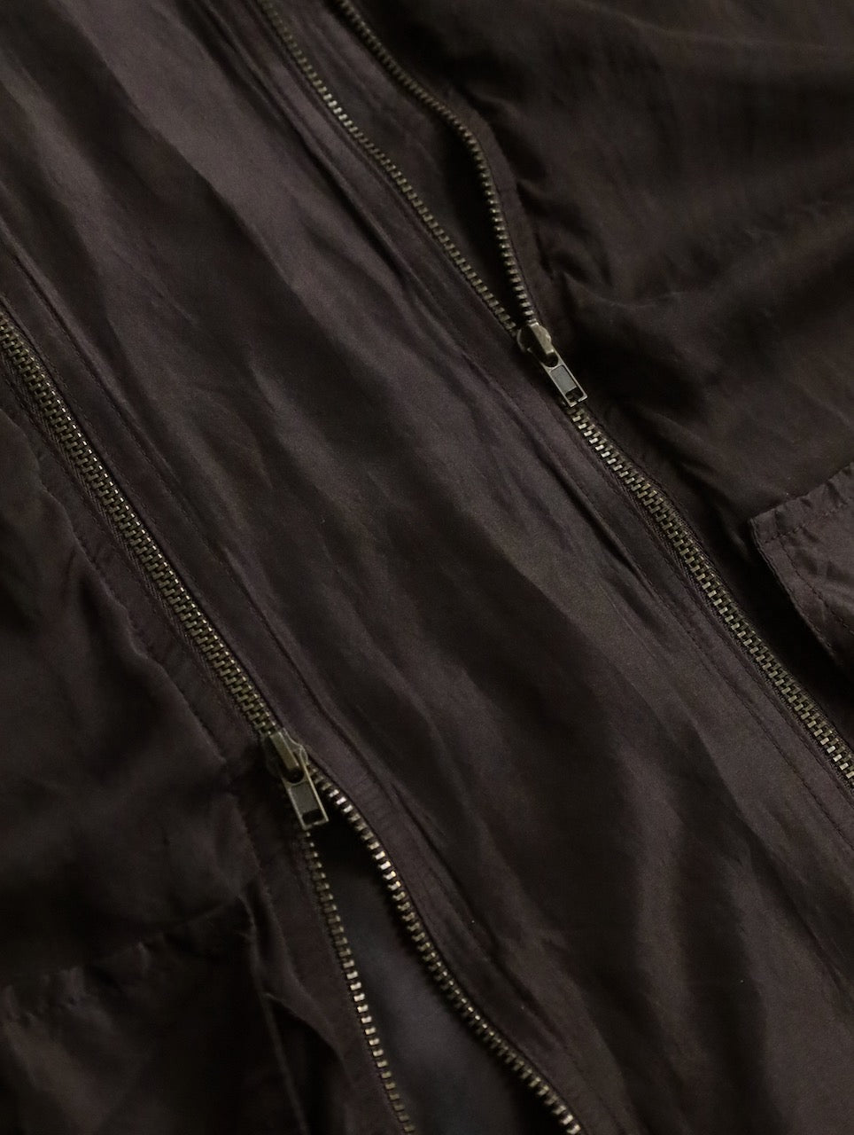 sheer hooded double brested zip jacket brown