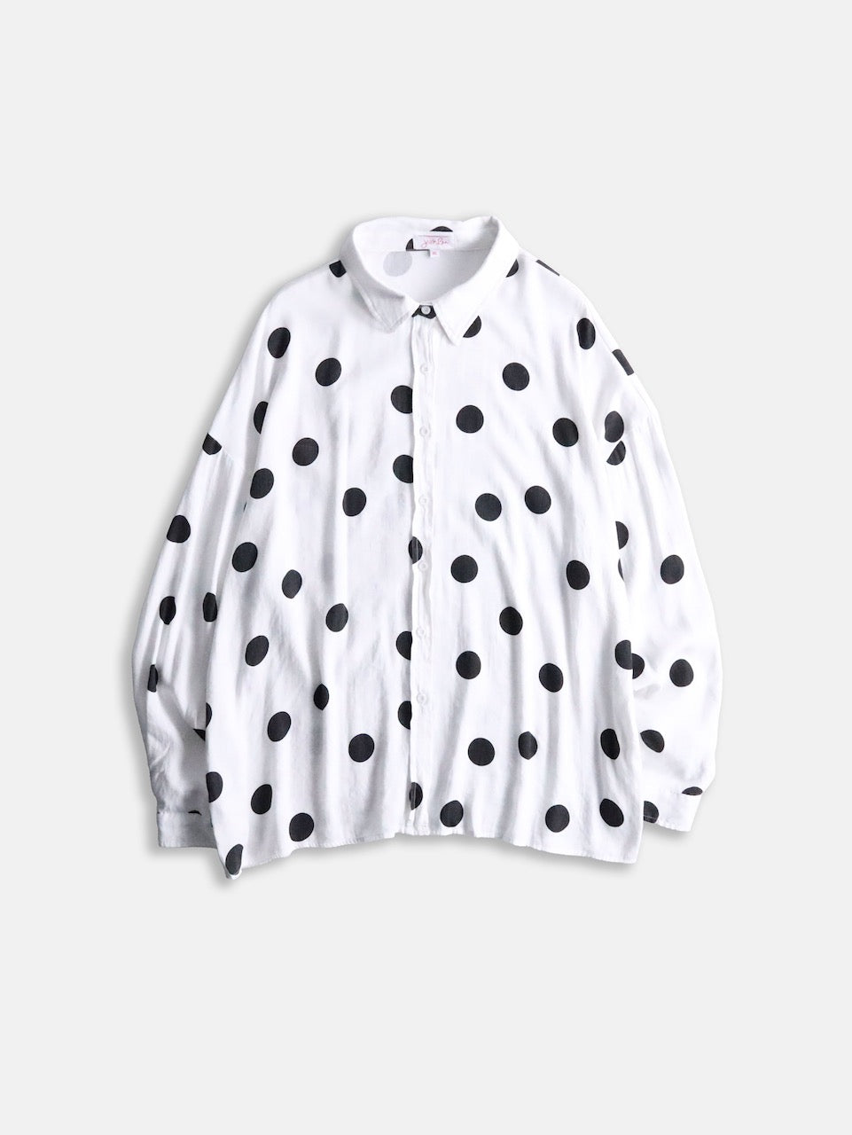 rayon nylon dot shirt white-black
