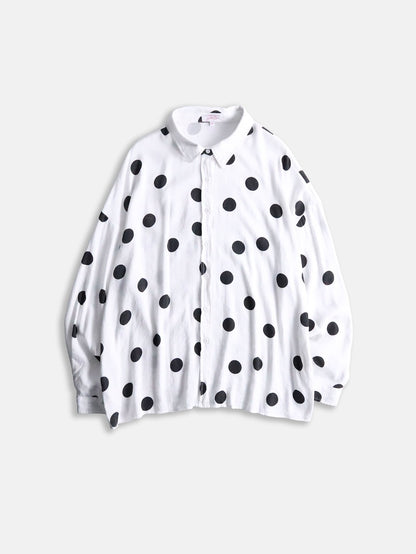 rayon nylon dot shirt white-black