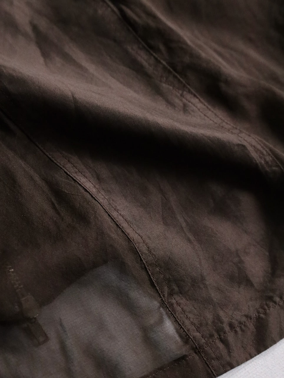 sheer hooded double brested zip jacket brown