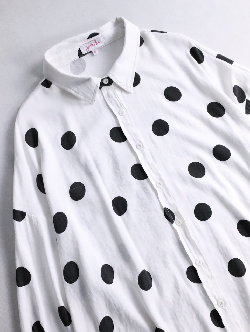 rayon nylon dot shirt white-black