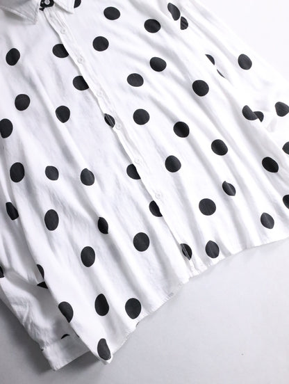rayon nylon dot shirt white-black