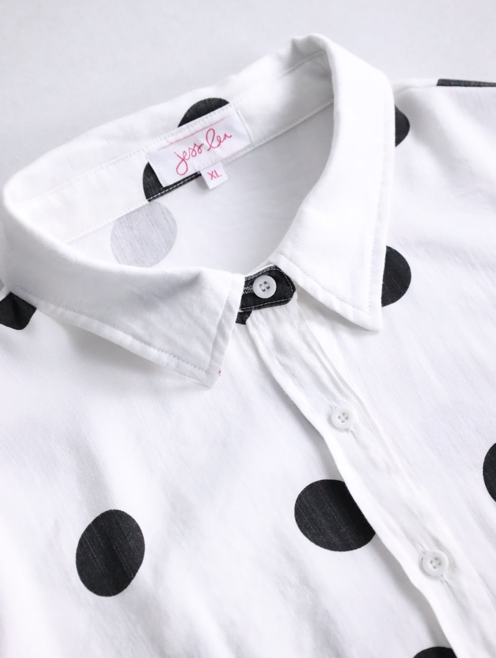 rayon nylon dot shirt white-black