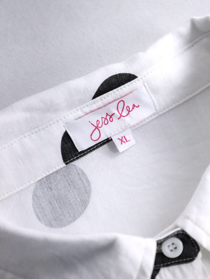 rayon nylon dot shirt white-black