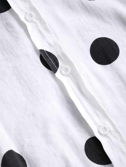 rayon nylon dot shirt white-black