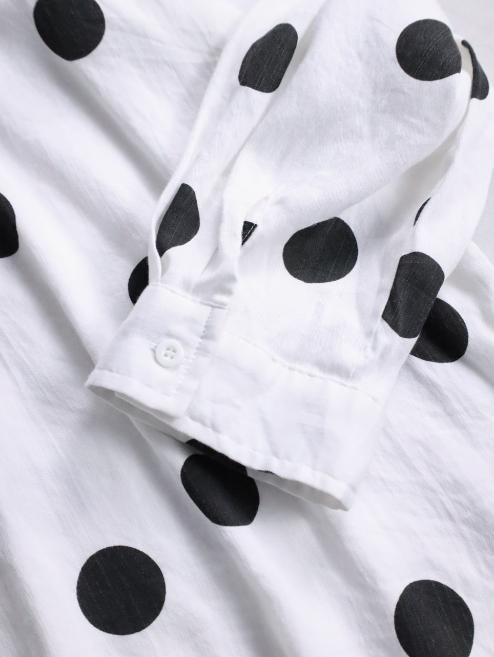 rayon nylon dot shirt white-black